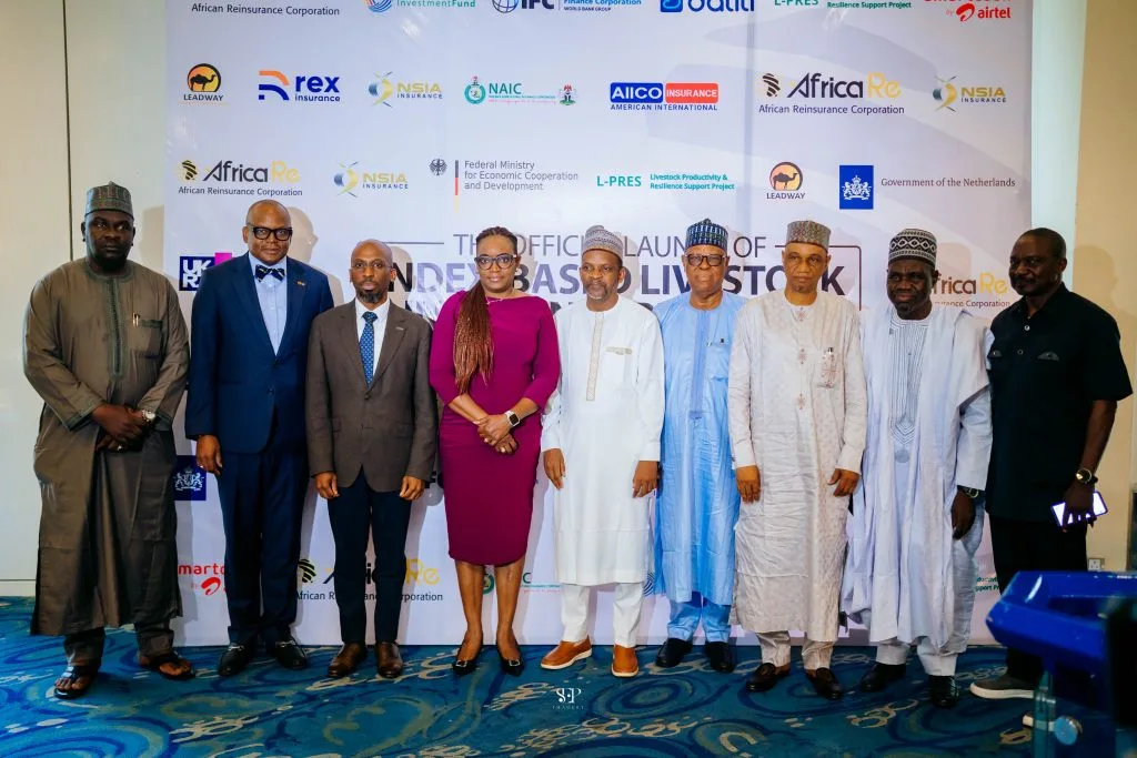L-R: Abubakar Muhammad Yabo – Permanent Secretary, Ministry of Livestock and Fisheries Development; Gboyega Lesi – Managing Director, Leadway Assurance Limited; Babatunde Fajemirokun – Managing Director, AIICO; Temitope Akinowa – Regional Director, West Africa at Africa Re; Sani Abubakar – National Coordinator, L-PRESS; Prof. Eustace Iyayi – Special Adviser to the Minister of Livestock Development; Dr. Muhammad Amin Sulieman – (Per Adamawa State); Dr. Bala Musa Lukshi – Stock and Aquaculture Development, Adamawa State; Dr Sunday - Jonathan Akpa - Honorable Commissioner for Livestock Plateau State